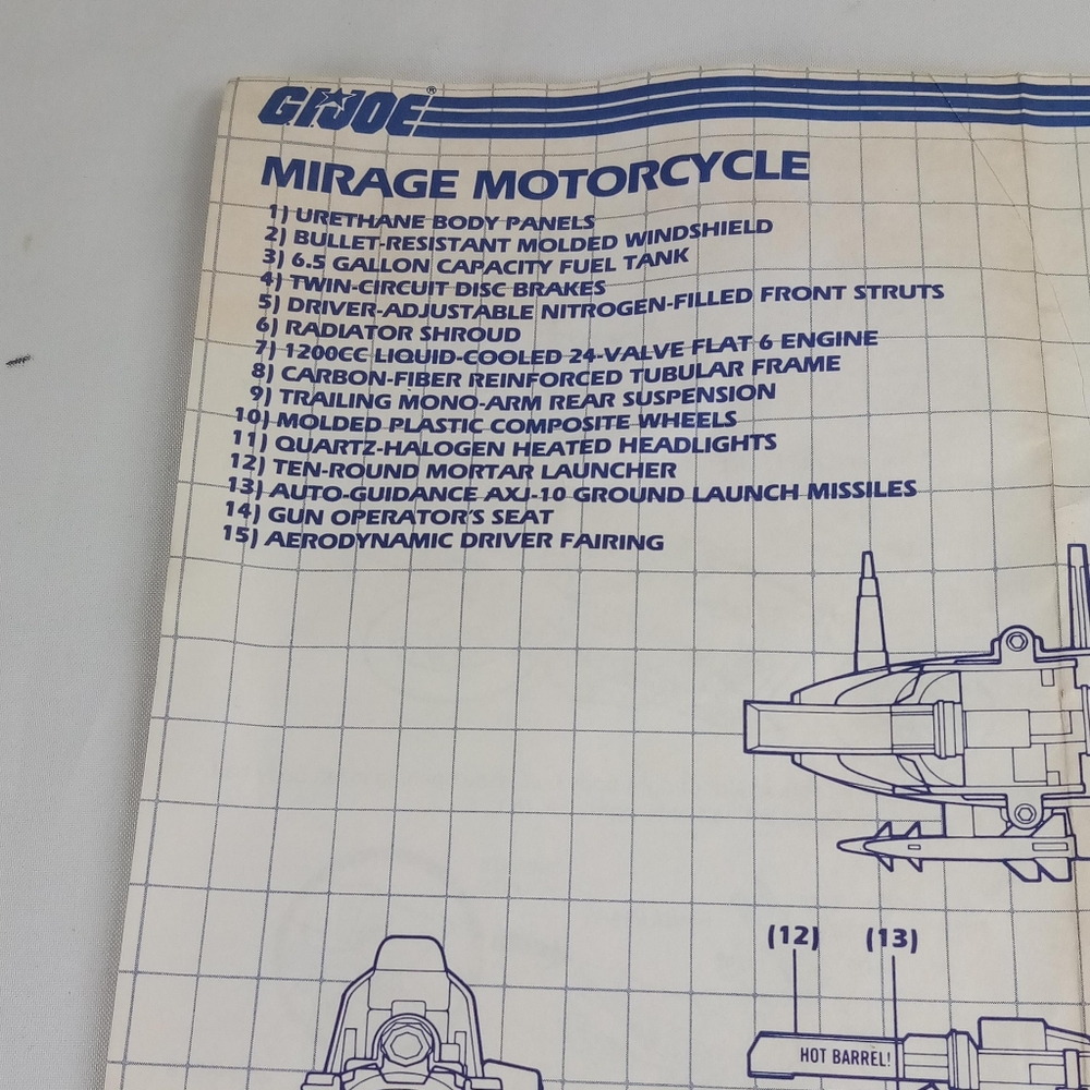 1985 Hasbro GI Joe Silver Mirage Motorcycle With Original Blueprint - Picture 2 of 14